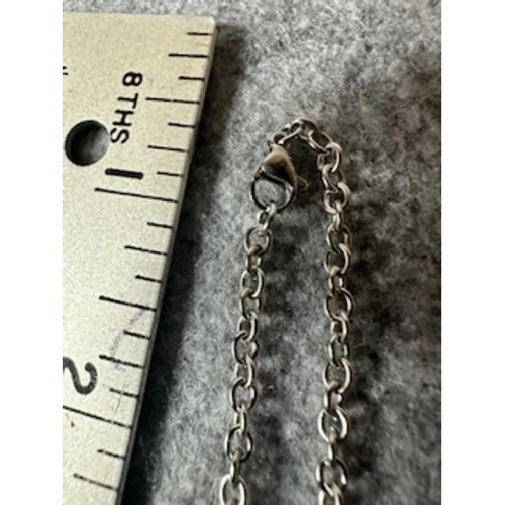 Samurai Warrior Engraved Dog Tag Pendant Necklace Silver Tone 24 Inch Chain